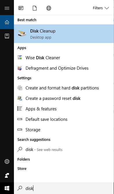 disk cleanup  win 10
