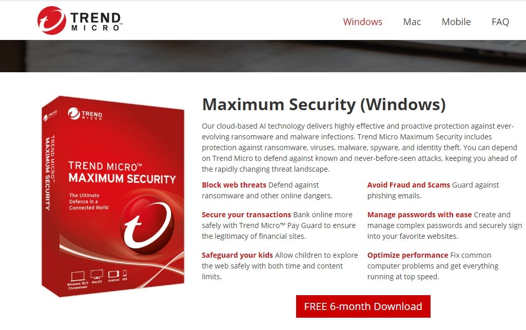 Miễn phí phần mềm diệt virus Trend Micro Maximum Security 2021