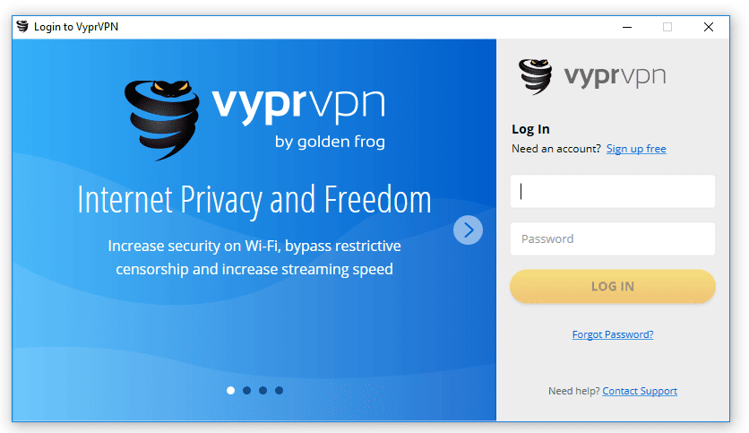 Giao diện phần mềm VyprVPN
