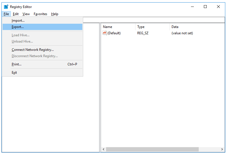 Export registry trên Windows