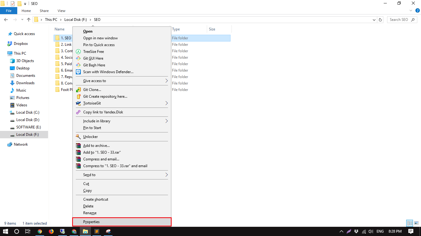 Kiểm tra dung lượng folder trong Windows