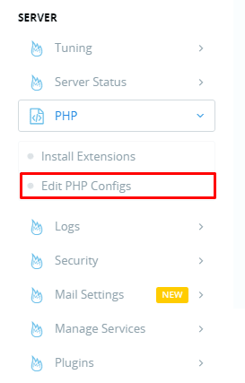 Edit php configs