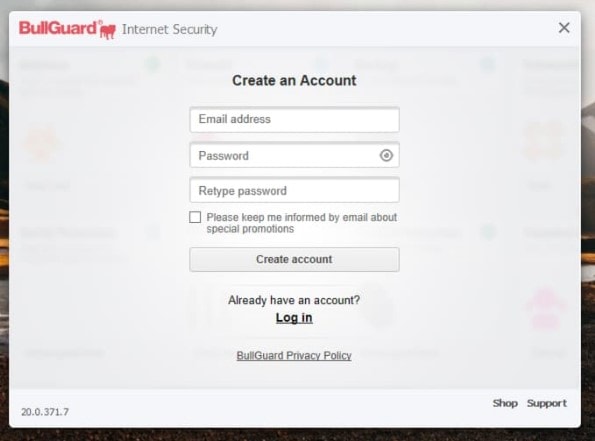 Tạo Tài Khoản Bullguard Internet Security