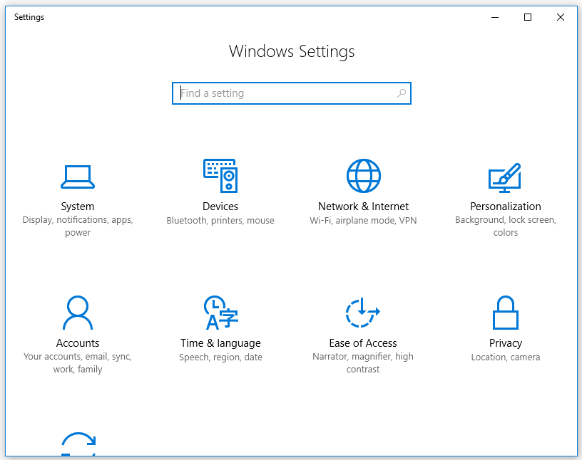 Windows 10 Setting