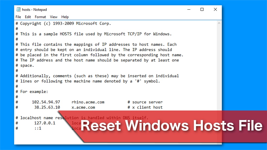 Reset Windows Hosts File