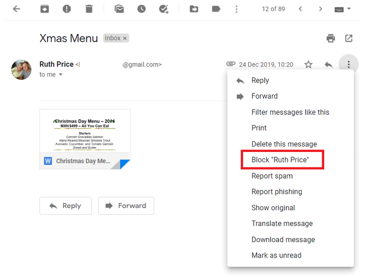 cách chặn email trên Gmail