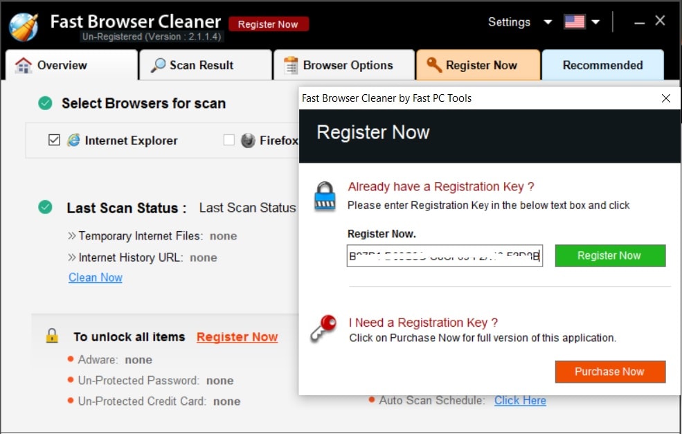 Key bản quyền phần mềm tối ưu hóa duyệt web, Fast Browser Cleaner