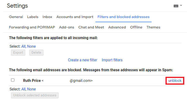 cách chặn email trên Gmail
