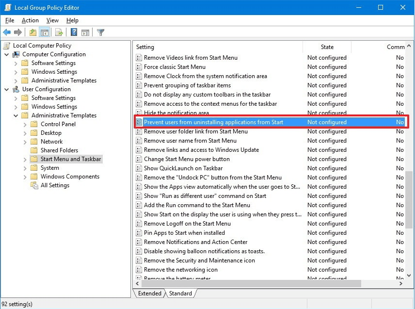 Uninstalling Apps From The Windows 10