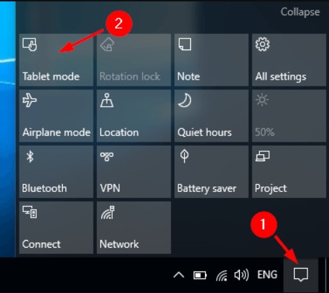 Cách tắt Tablet Mode trong Windows 10