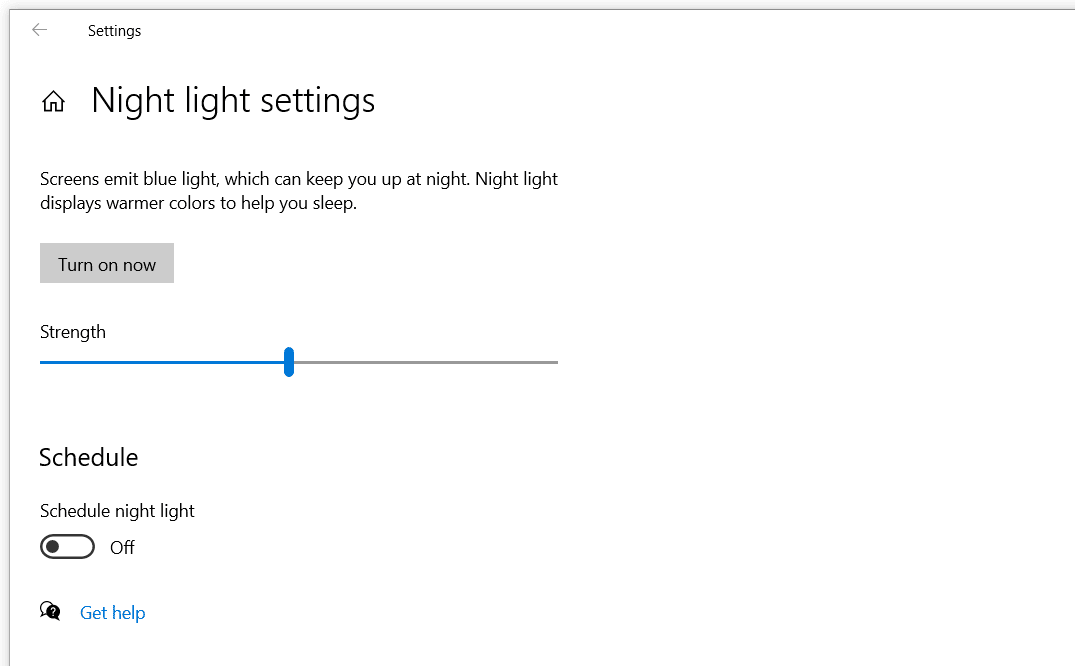 Windows 10 Night Light