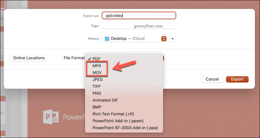 02 powerpoint mac select export file format