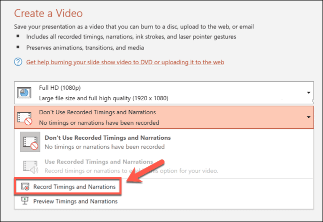 03 powerpoint export video record timings option