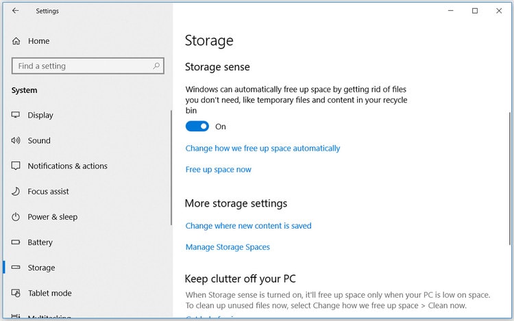 changing how to free up space automatically