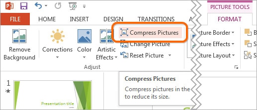 powerpoint compress pictures button