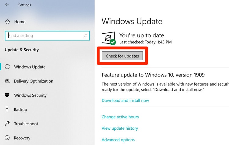 how to check for install windows updates