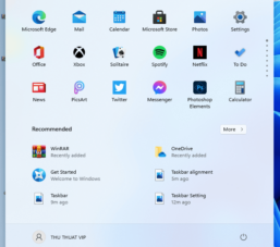 Chuyển nút Start menu sang trái trên Windows 11