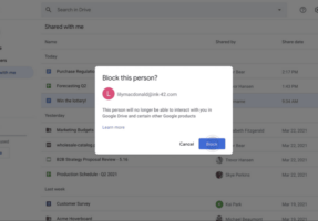 Google cho phép người dùng chặn các tài khoản spam trên Google Drive