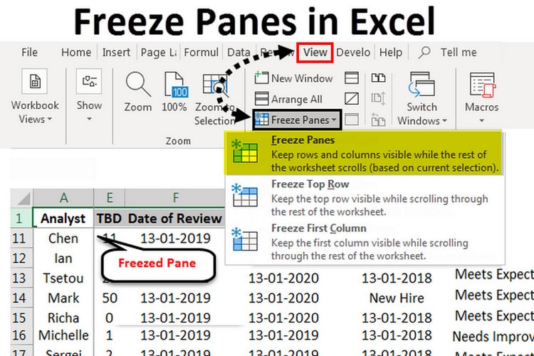 Hướng dẫn cố định dòng và cột trong Excel bằng Freeze Panes