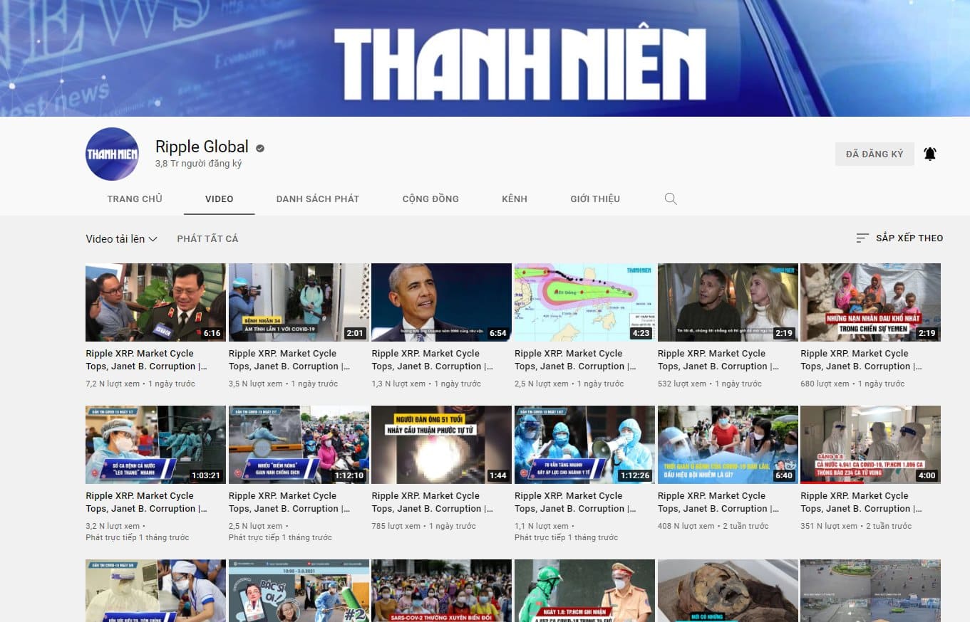 Kênh YouTube Báo Thanh Niên bị hack