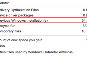 Xóa các Previous Windows installation với disk cleanup
